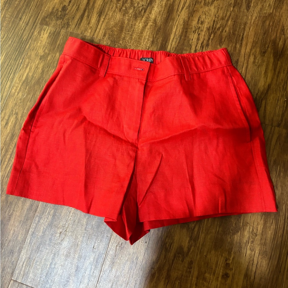 J CREW red linen shorts size XS new with tags !!!!